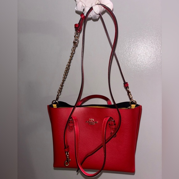 COACH Mollie Tote Bag 25 in Red Apple + Gold ( C4084 ) NWOT - Picture 7 of 17